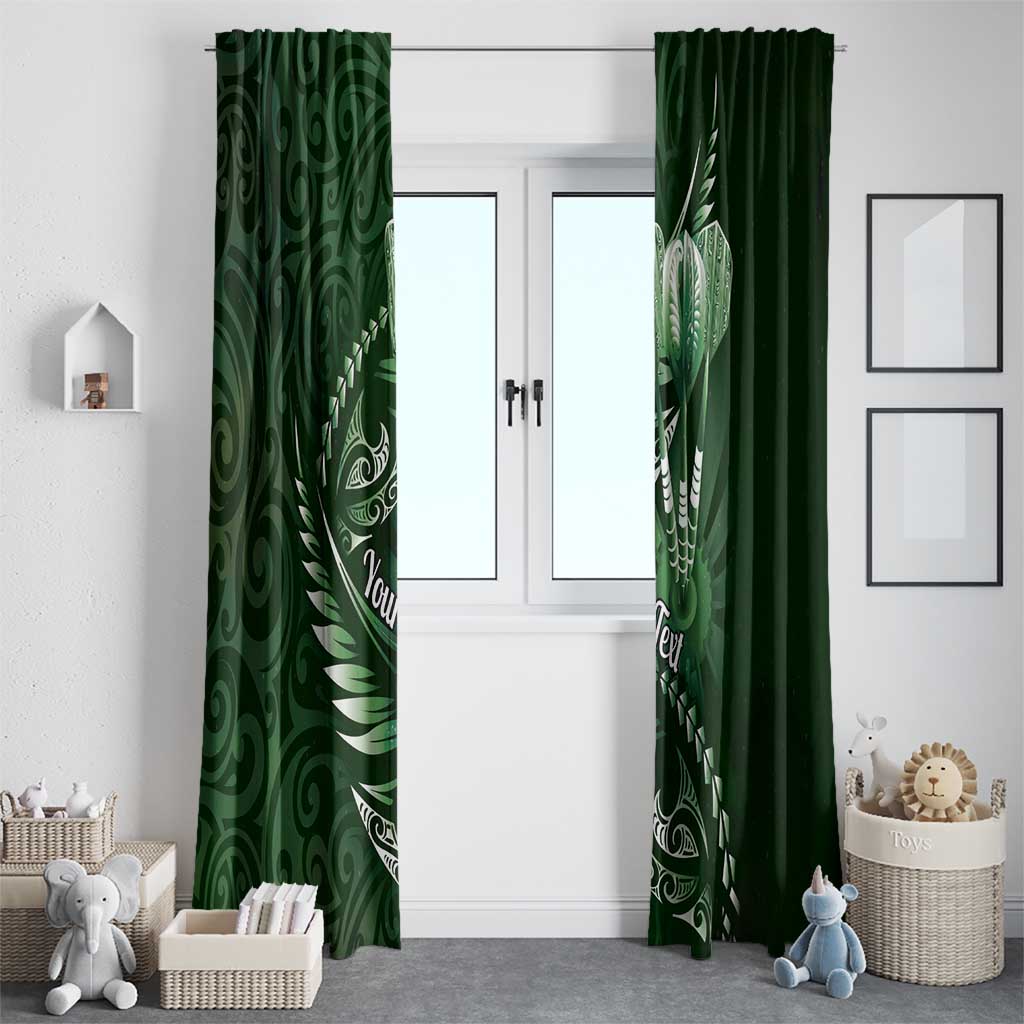 Personalised All Green New Zealand Darts Window Curtain Aoteroa Fern Maori Galaxy Style LT14 - Polynesian Pride
