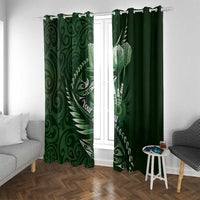 Personalised All Green New Zealand Darts Window Curtain Aoteroa Fern Maori Galaxy Style LT14 With Grommets Green - Polynesian Pride