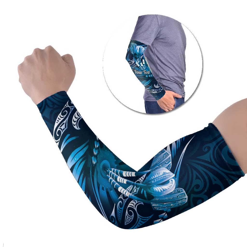 Personalised All Blue New Zealand Darts Arm Sleeves Aoteroa Fern Maori Galaxy Style LT14 Set of 2 Blue - Polynesian Pride