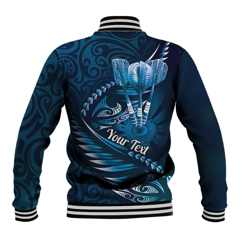 Personalised All Blue New Zealand Darts Baseball Jacket Aoteroa Fern Maori Galaxy Style