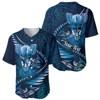 Personalised All Blue New Zealand Darts Baseball Jersey Aoteroa Fern Maori Galaxy Style