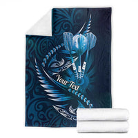 Personalised All Blue New Zealand Darts Blanket Aoteroa Fern Maori Galaxy Style