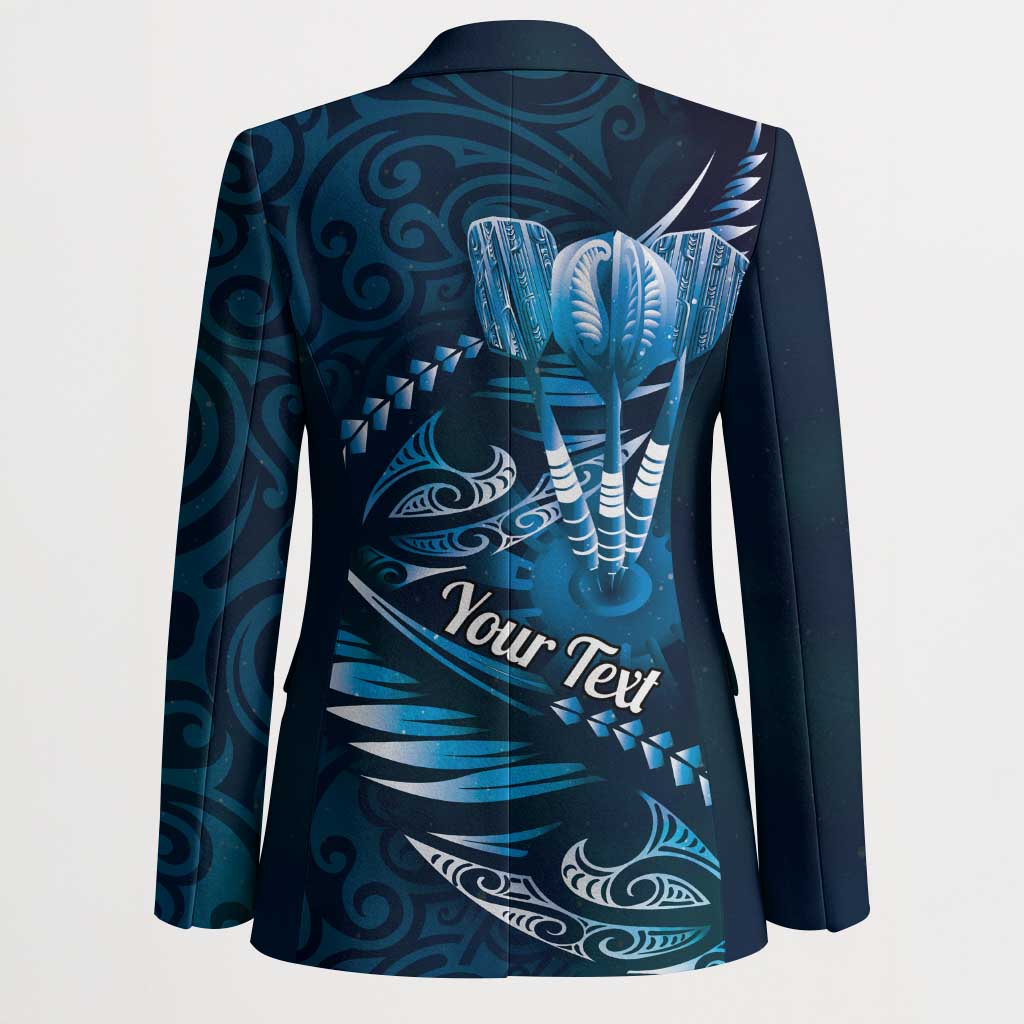 Personalised All Blue New Zealand Darts Blazer Aoteroa Fern Maori Galaxy Style LT14 - Polynesian Pride