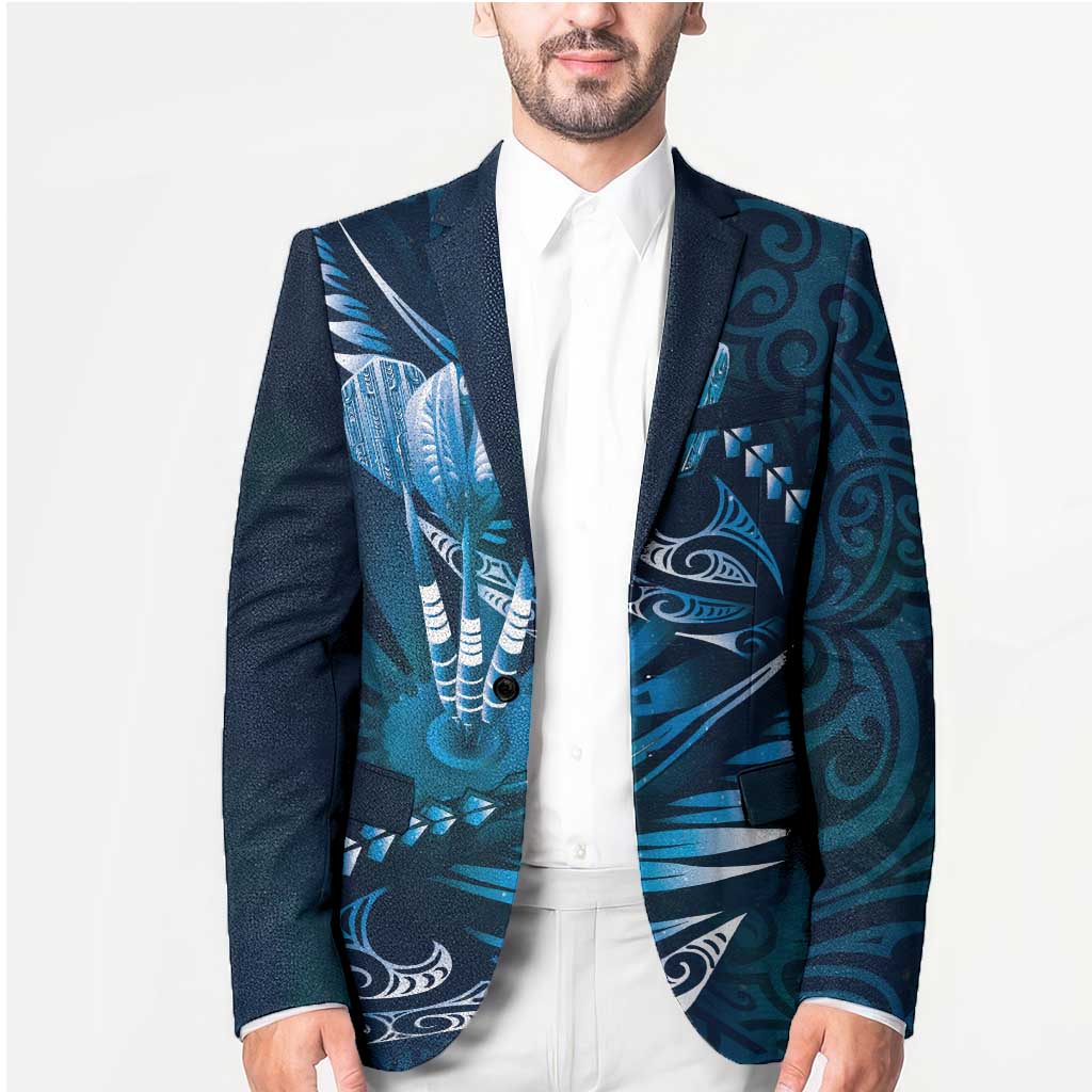 Personalised All Blue New Zealand Darts Blazer Aoteroa Fern Maori Galaxy Style LT14 - Polynesian Pride