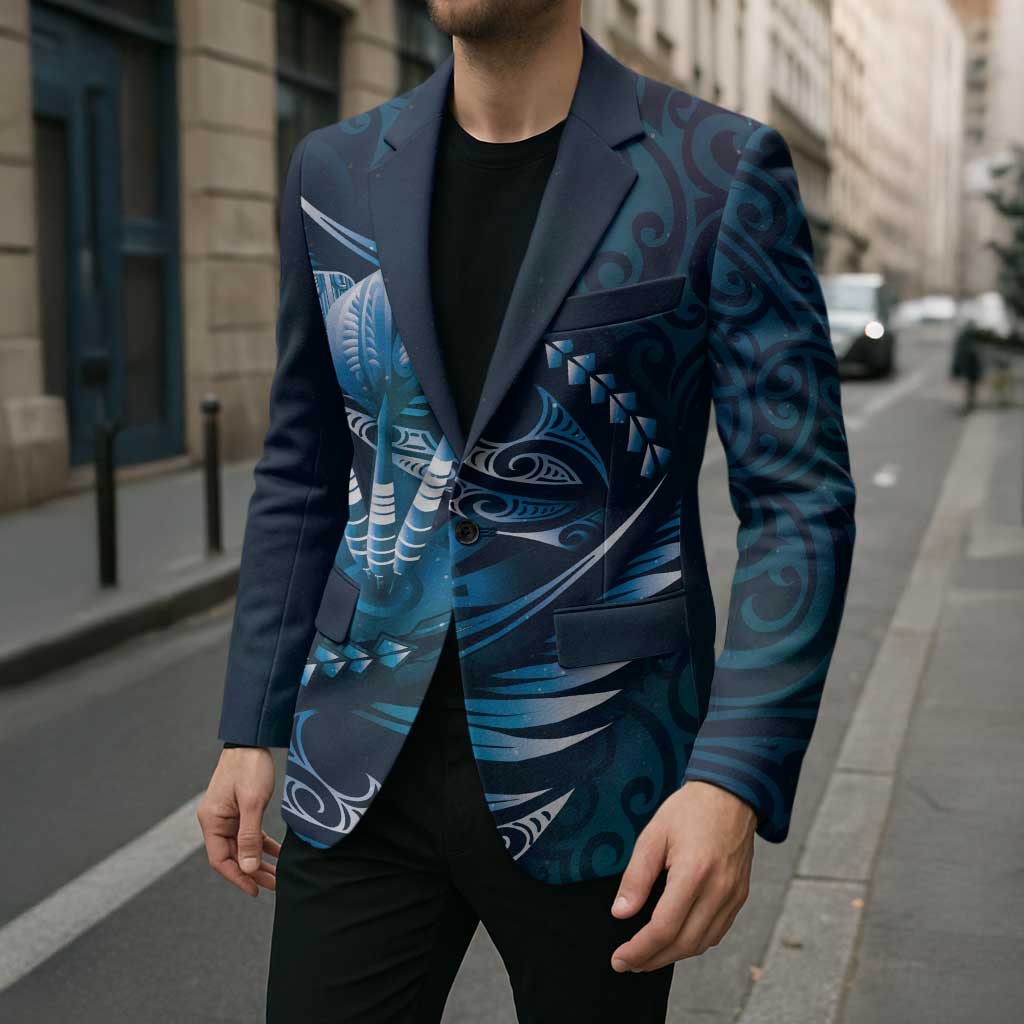 Personalised All Blue New Zealand Darts Blazer Aoteroa Fern Maori Galaxy Style LT14 - Polynesian Pride