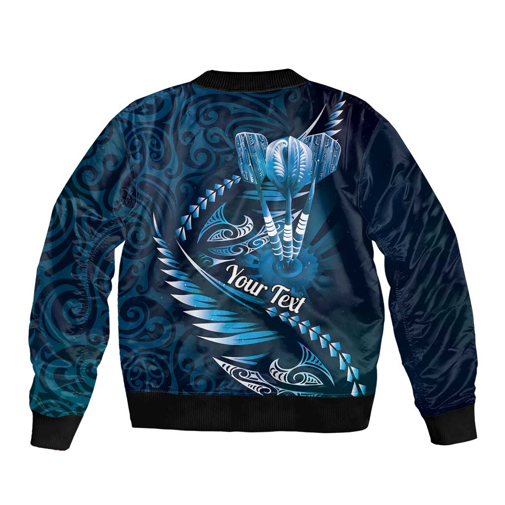 Personalised All Blue New Zealand Darts Bomber Jacket Aoteroa Fern Maori Galaxy Style