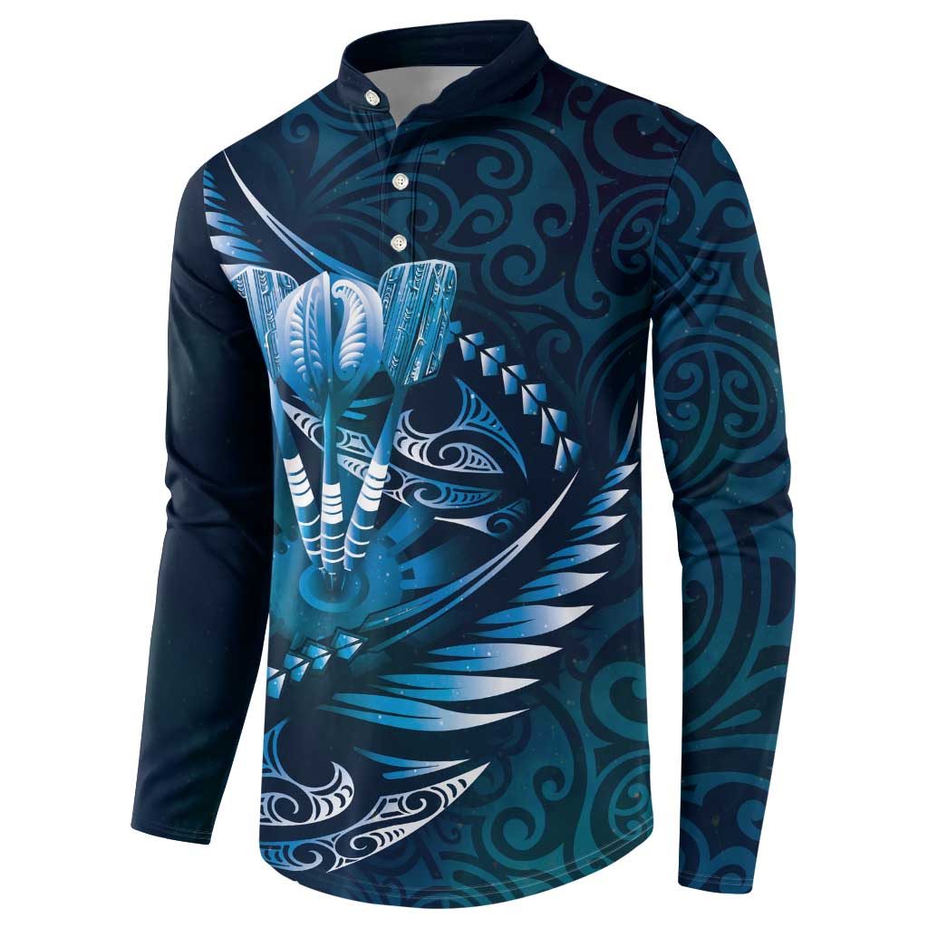 Personalised All Blue New Zealand Darts Button Sweatshirt Aoteroa Fern Maori Galaxy Style