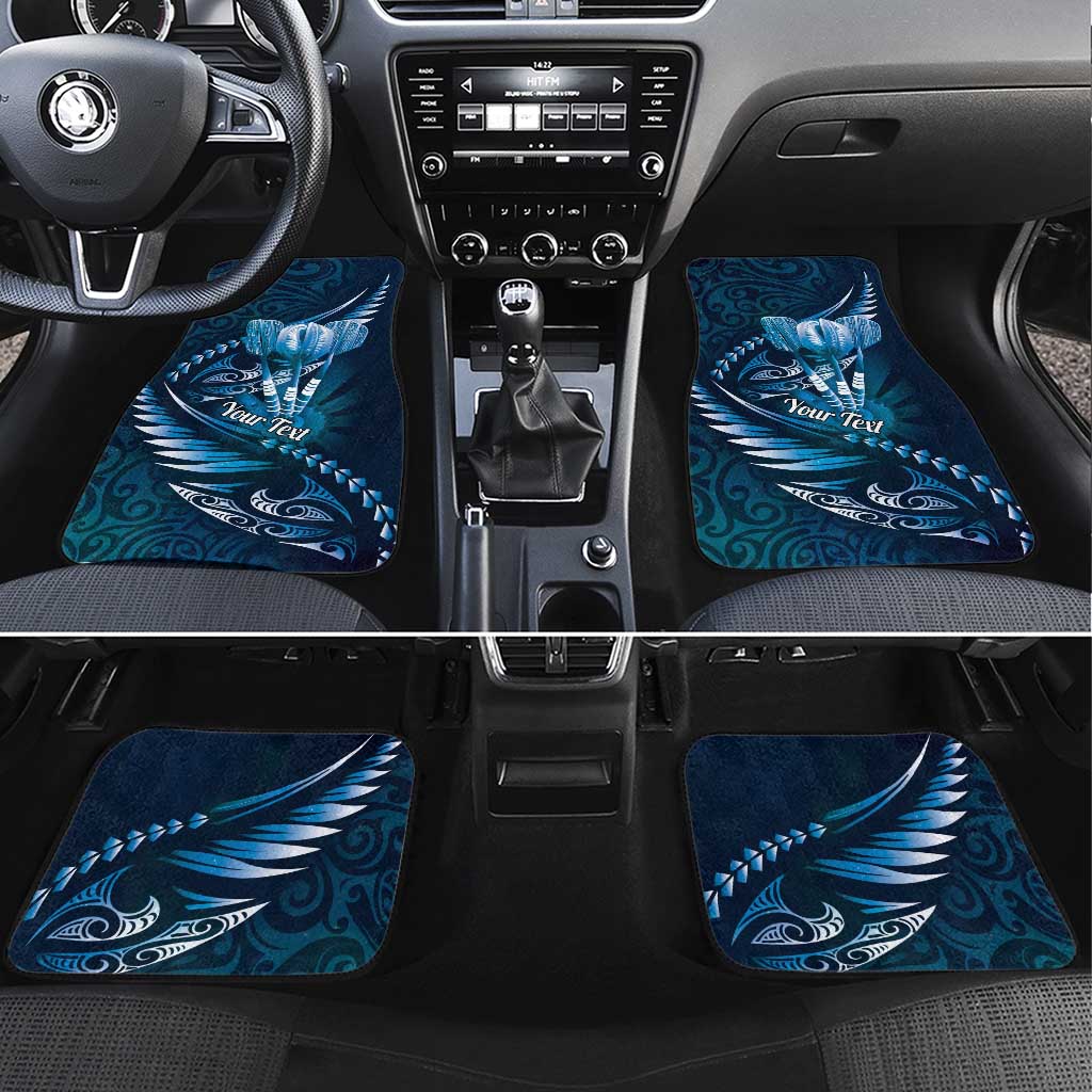 Personalised All Blue New Zealand Darts Car Mats Aoteroa Fern Maori Galaxy Style LT14 Set 4pcs Blue - Polynesian Pride