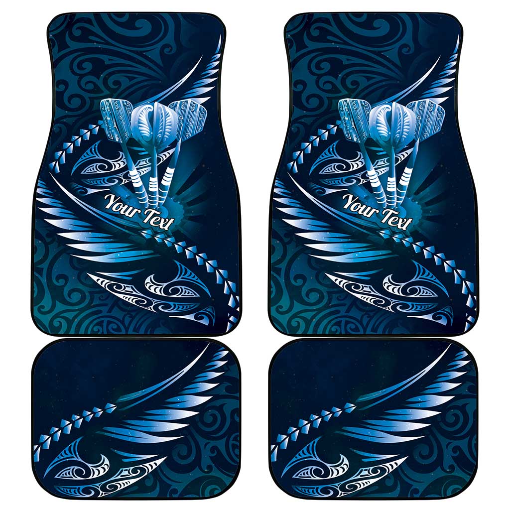 Personalised All Blue New Zealand Darts Car Mats Aoteroa Fern Maori Galaxy Style LT14 - Polynesian Pride
