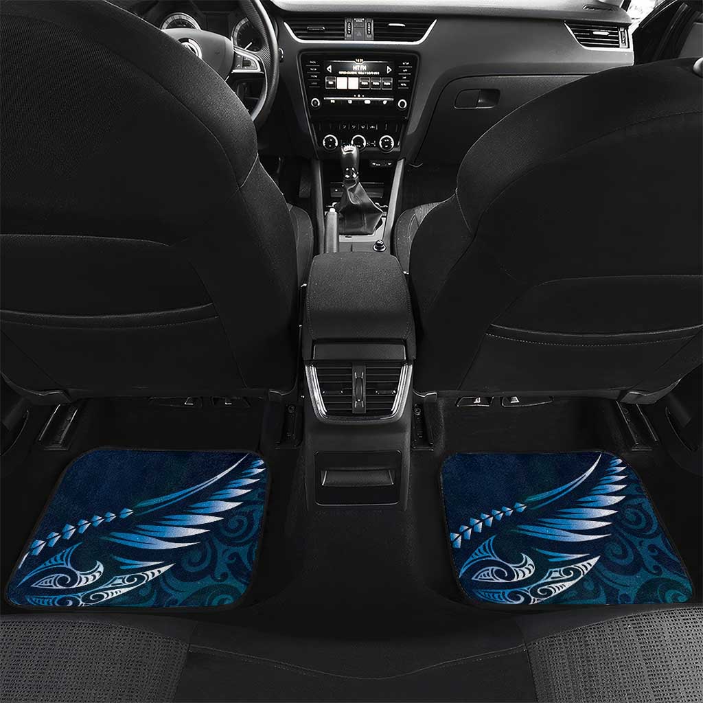 Personalised All Blue New Zealand Darts Car Mats Aoteroa Fern Maori Galaxy Style LT14 Set 2pcs - Back Blue - Polynesian Pride
