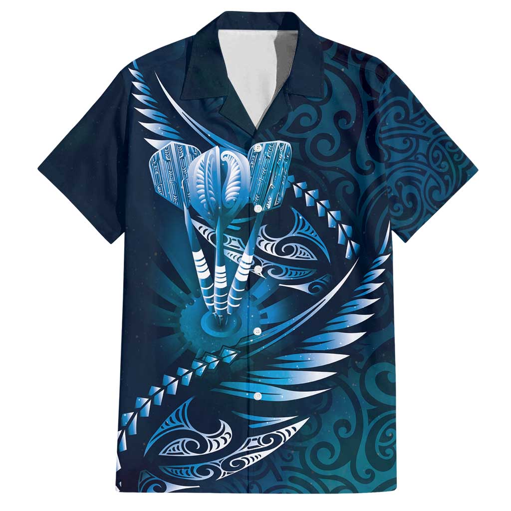 Personalised All Blue New Zealand Darts Family Matching Summer Maxi Dress and Hawaiian Shirt Aoteroa Fern Maori Galaxy Style