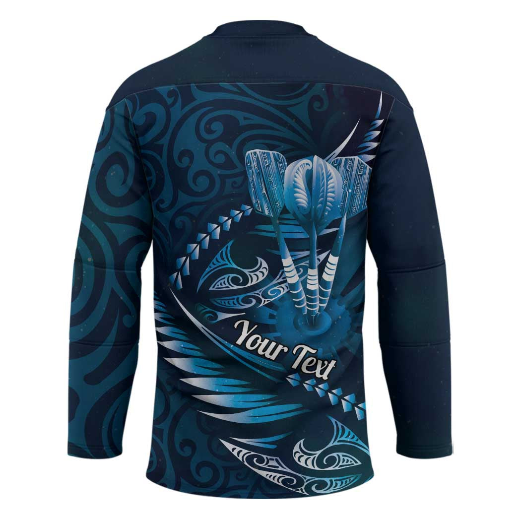 Personalised All Blue New Zealand Darts Hockey Jersey Aoteroa Fern Maori Galaxy Style - Polynesian Pride