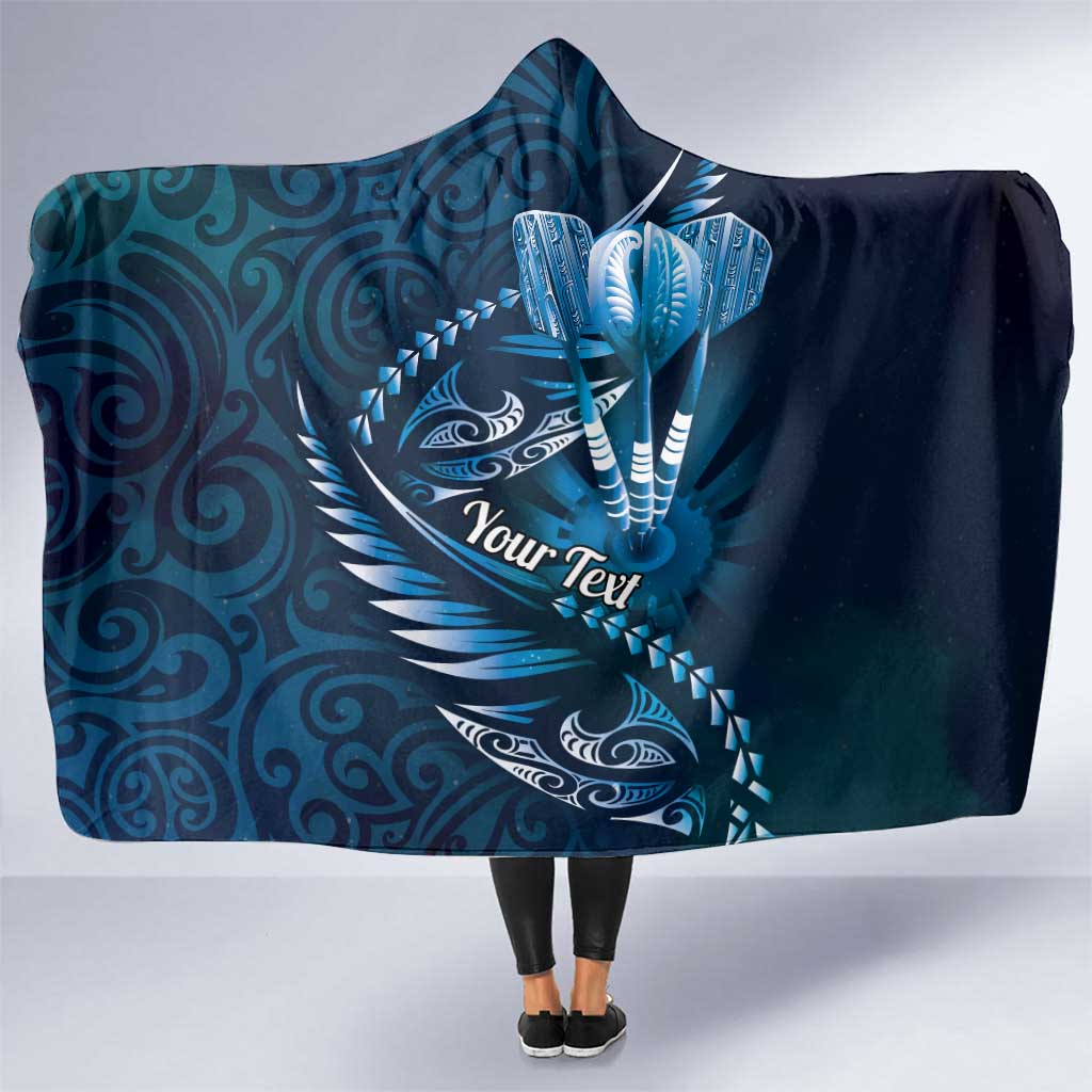 Personalised All Blue New Zealand Darts Hooded Blanket Aoteroa Fern Maori Galaxy Style