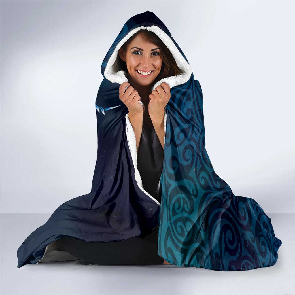 Personalised All Blue New Zealand Darts Hooded Blanket Aoteroa Fern Maori Galaxy Style