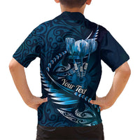 Personalised All Blue New Zealand Darts Kid Hawaiian Shirt Aoteroa Fern Maori Galaxy Style