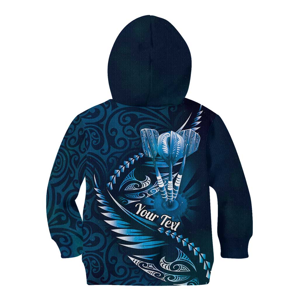 Personalised All Blue New Zealand Darts Kid Hoodie Aoteroa Fern Maori Galaxy Style