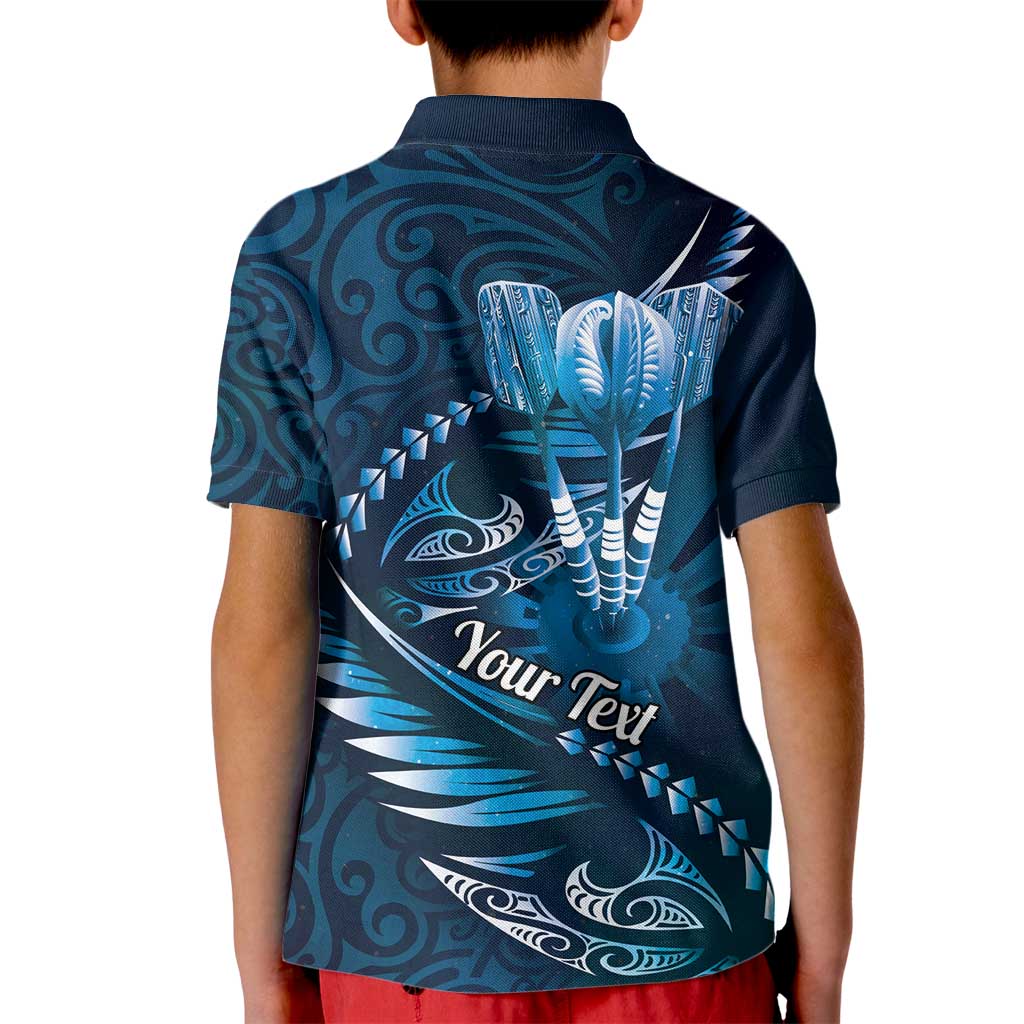 Personalised All Blue New Zealand Darts Kid Polo Shirt Aoteroa Fern Maori Galaxy Style