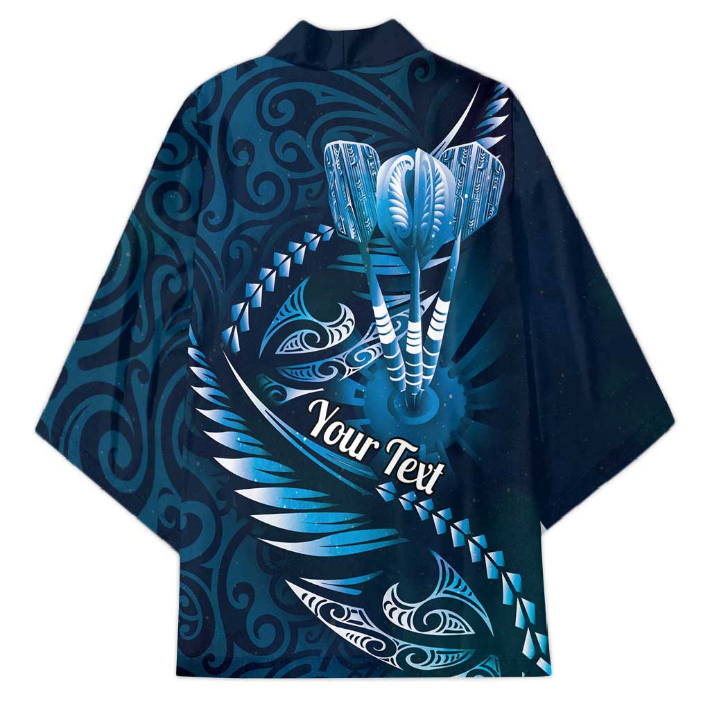 Personalised All Blue New Zealand Darts Kimono Aoteroa Fern Maori Galaxy Style - Polynesian Pride