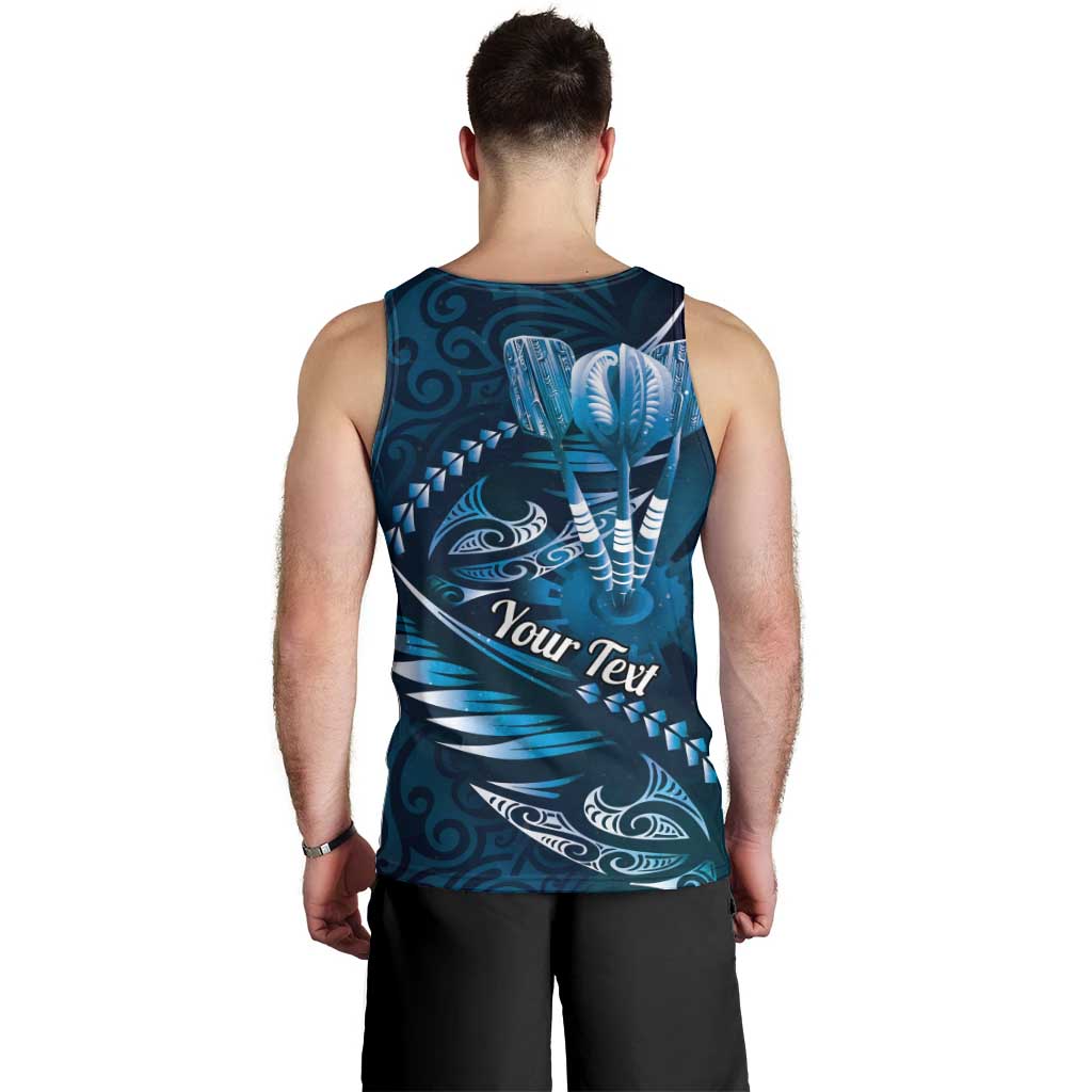 Personalised All Blue New Zealand Darts Men Tank Top Aoteroa Fern Maori Galaxy Style