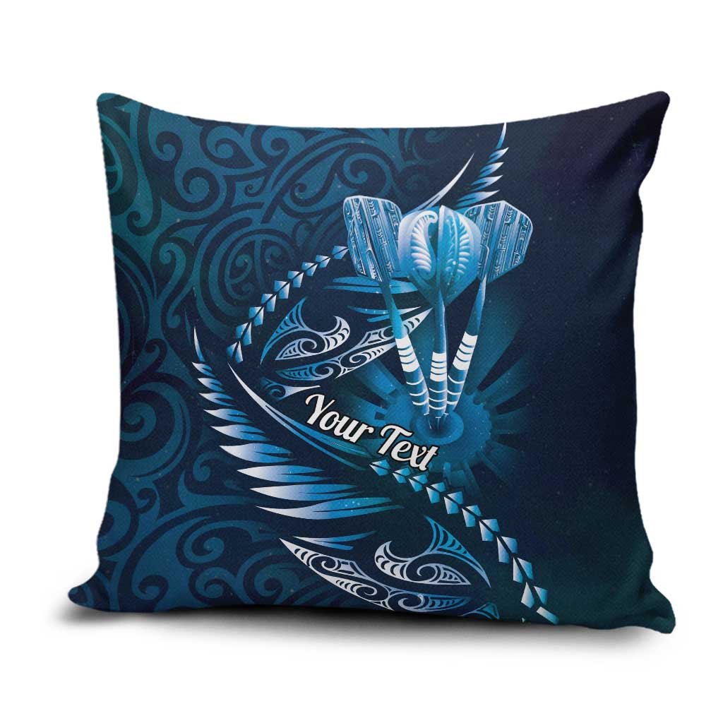 Personalised All Blue New Zealand Darts Pillow Cover Aoteroa Fern Maori Galaxy Style LT14 Blue - Polynesian Pride