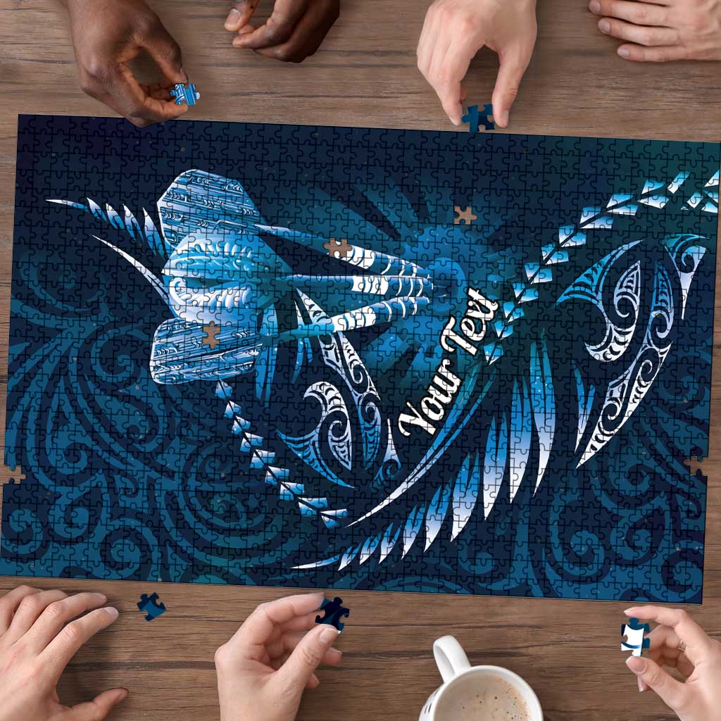 Personalised All Blue New Zealand Darts Puzzle Aoteroa Fern Maori Galaxy Style - Polynesian Pride