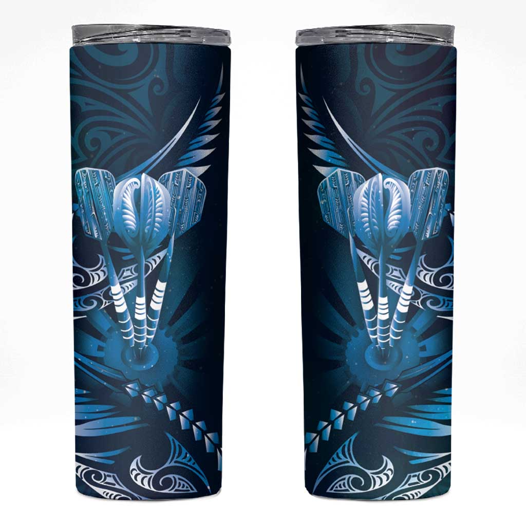 All Blue New Zealand Darts Skinny Tumbler Aoteroa Fern Maori Galaxy Style