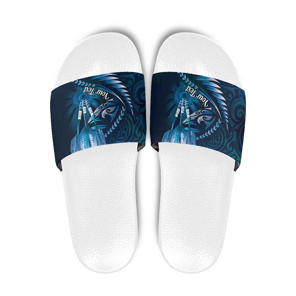 Personalised All Blue New Zealand Darts Slide Sandals Aoteroa Fern Maori Galaxy Style LT14 Blue - Polynesian Pride