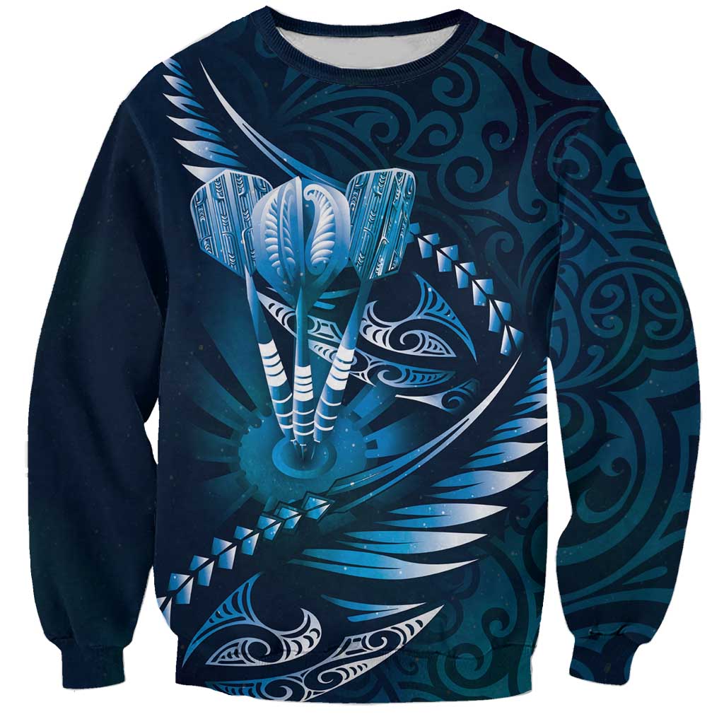 Personalised All Blue New Zealand Darts Sweatshirt Aoteroa Fern Maori Galaxy Style