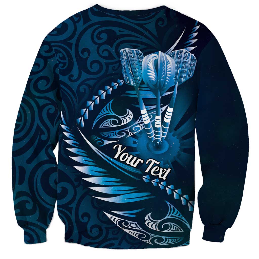 Personalised All Blue New Zealand Darts Sweatshirt Aoteroa Fern Maori Galaxy Style