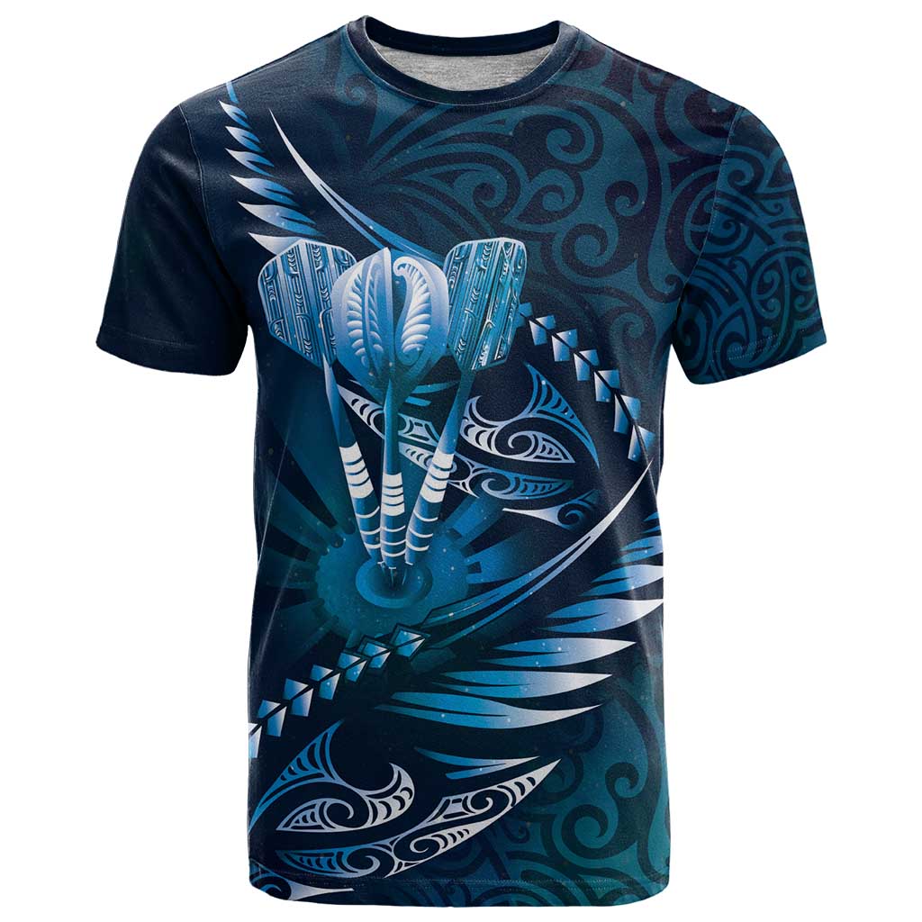Personalised All Blue New Zealand Darts T Shirt Aoteroa Fern Maori Galaxy Style