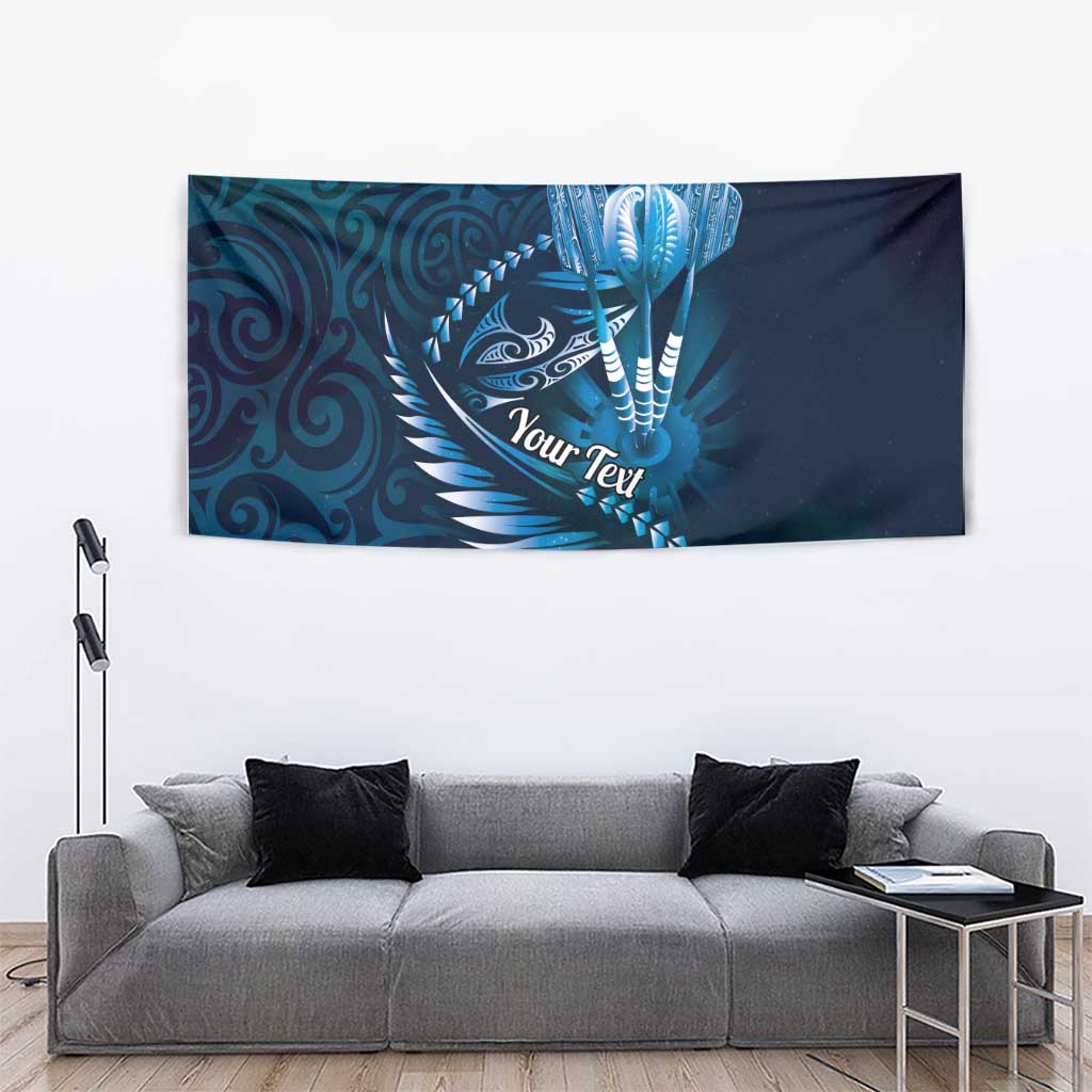 Personalised All Blue New Zealand Darts Tapestry Aoteroa Fern Maori Galaxy Style