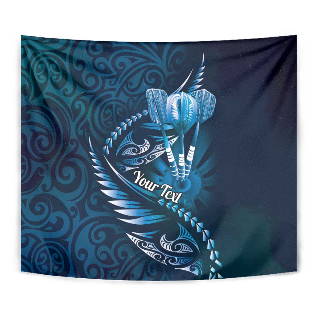 Personalised All Blue New Zealand Darts Tapestry Aoteroa Fern Maori Galaxy Style