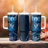 All Blue New Zealand Darts Tumbler With Handle Aoteroa Fern Maori Galaxy Style LT14 - Polynesian Pride