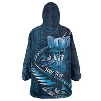 Personalised All Blue New Zealand Darts Wearable Blanket Hoodie Aoteroa Fern Maori Galaxy Style