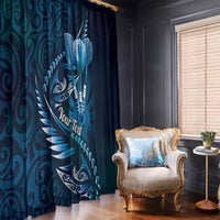 Personalised All Blue New Zealand Darts Window Curtain Aoteroa Fern Maori Galaxy Style LT14 - Polynesian Pride