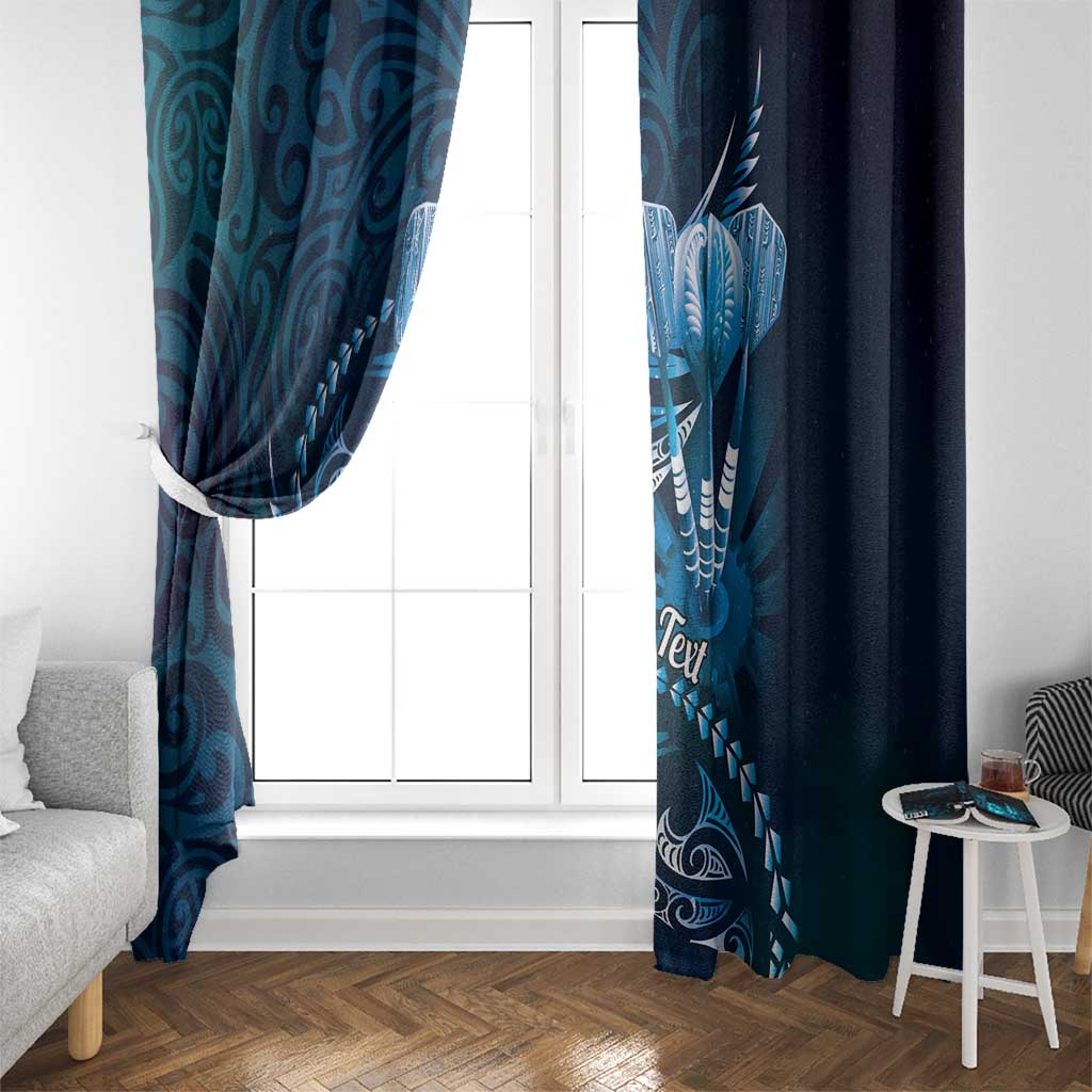Personalised All Blue New Zealand Darts Window Curtain Aoteroa Fern Maori Galaxy Style LT14 - Polynesian Pride