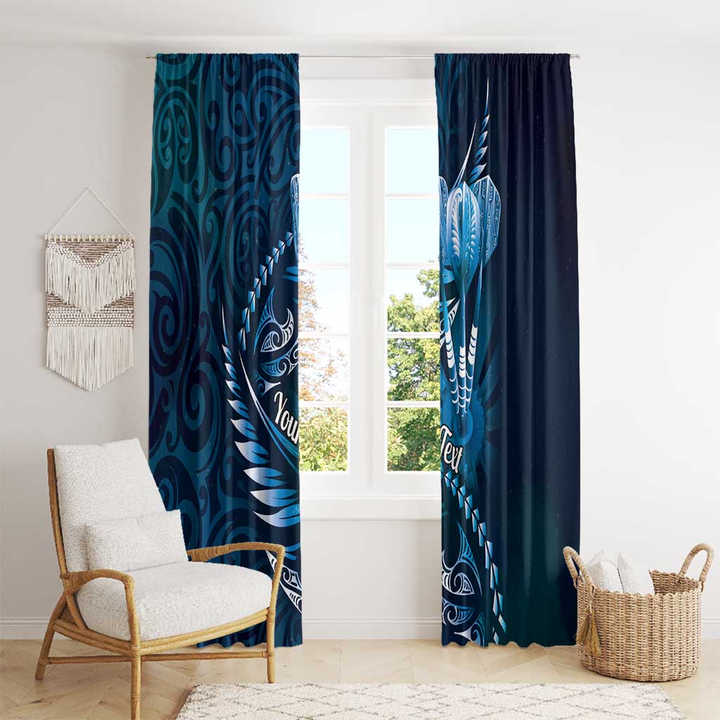 Personalised All Blue New Zealand Darts Window Curtain Aoteroa Fern Maori Galaxy Style LT14 - Polynesian Pride