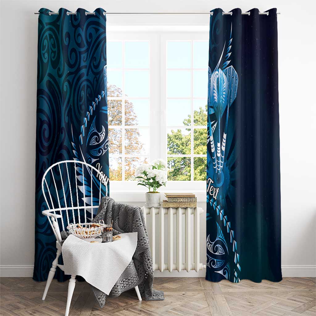 Personalised All Blue New Zealand Darts Window Curtain Aoteroa Fern Maori Galaxy Style LT14 - Polynesian Pride
