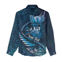 Personalised All Blue New Zealand Darts Women Casual Shirt Aoteroa Fern Maori Galaxy Style