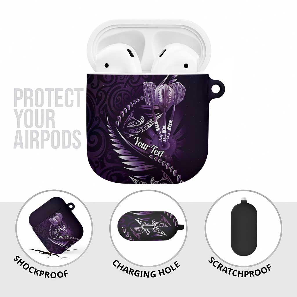 Personalised All Purple New Zealand Darts AirPods Case Aoteroa Fern Maori Galaxy Style - Polynesian Pride