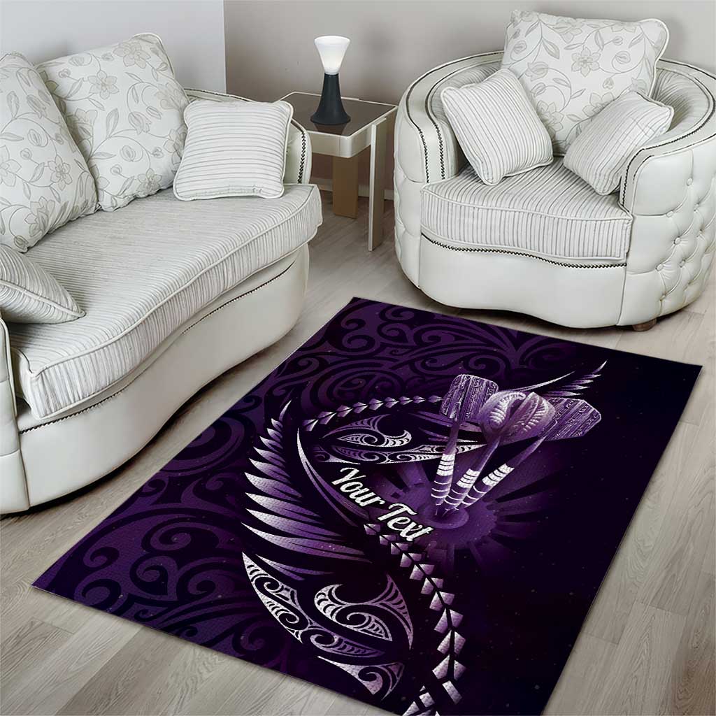 Personalised All Purple New Zealand Darts Area Rug Aoteroa Fern Maori Galaxy Style
