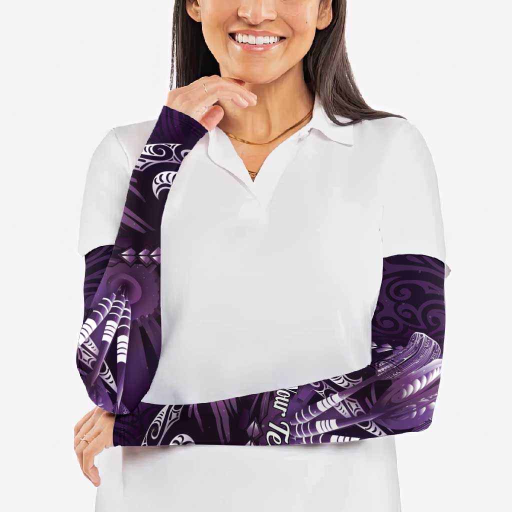 Personalised All Purple New Zealand Darts Arm Sleeves Aoteroa Fern Maori Galaxy Style - Polynesian Pride