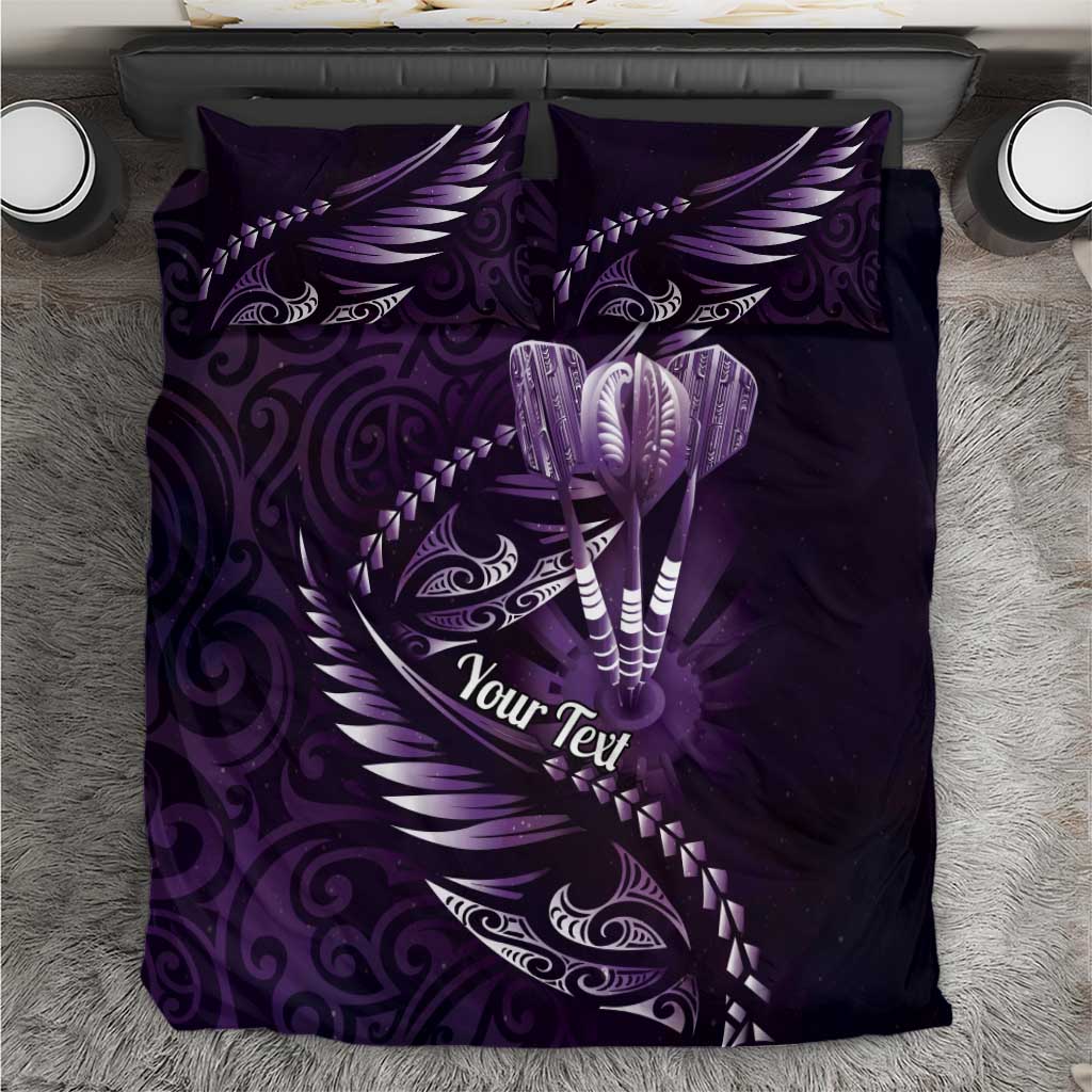 Personalised All Purple New Zealand Darts Bedding Set Aoteroa Fern Maori Galaxy Style
