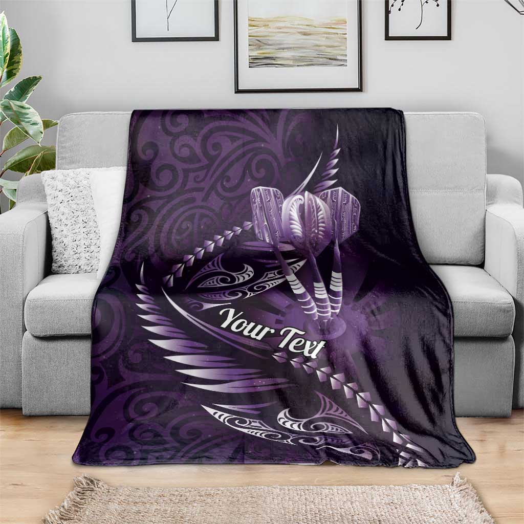 Personalised All Purple New Zealand Darts Blanket Aoteroa Fern Maori Galaxy Style