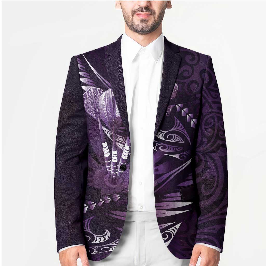 Personalised All Purple New Zealand Darts Blazer Aoteroa Fern Maori Galaxy Style LT14 - Polynesian Pride