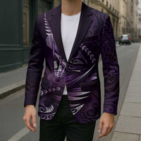 Personalised All Purple New Zealand Darts Blazer Aoteroa Fern Maori Galaxy Style LT14 - Polynesian Pride