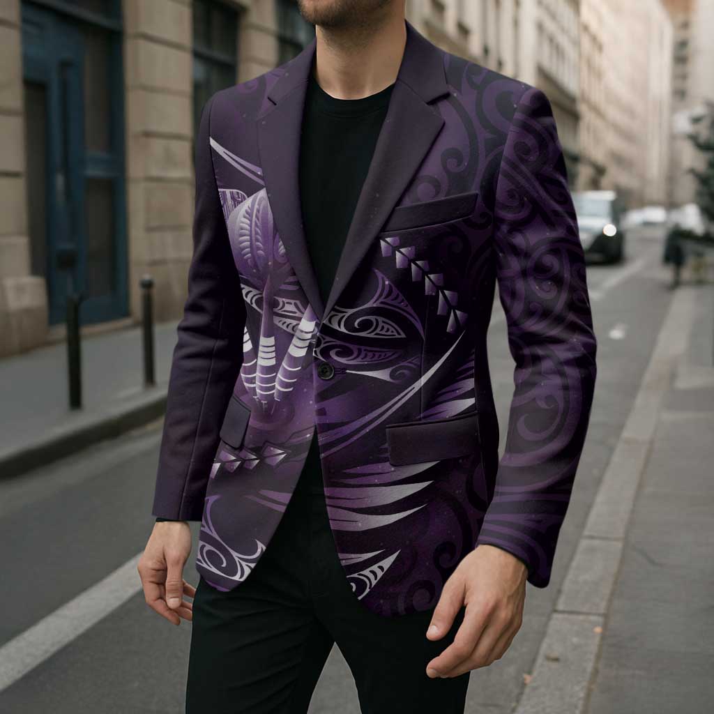 Personalised All Purple New Zealand Darts Blazer Aoteroa Fern Maori Galaxy Style LT14 - Polynesian Pride