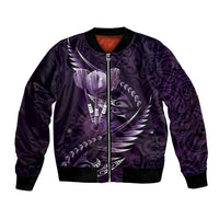 Personalised All Purple New Zealand Darts Bomber Jacket Aoteroa Fern Maori Galaxy Style