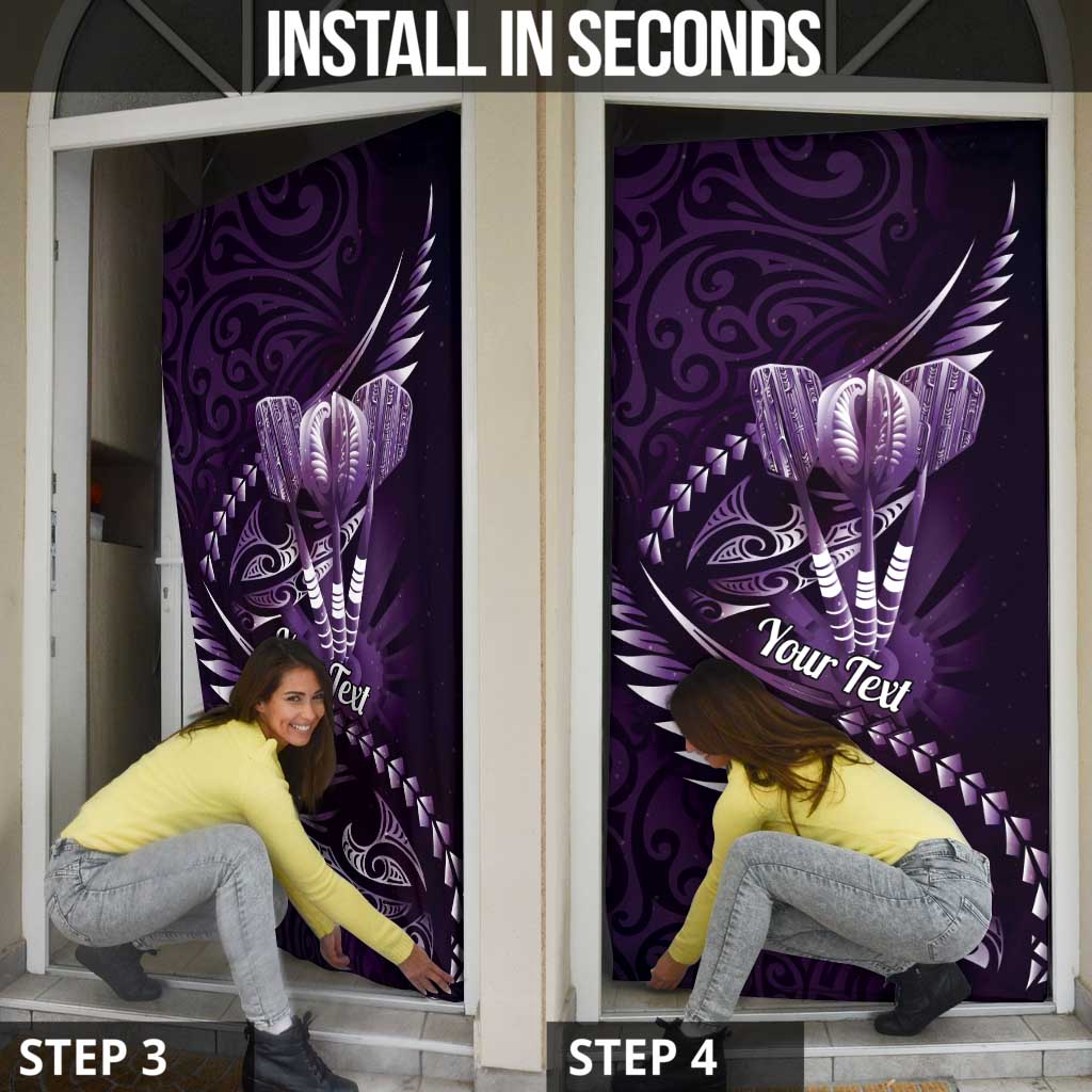 Personalised All Purple New Zealand Darts Door Cover Aoteroa Fern Maori Galaxy Style - Polynesian Pride