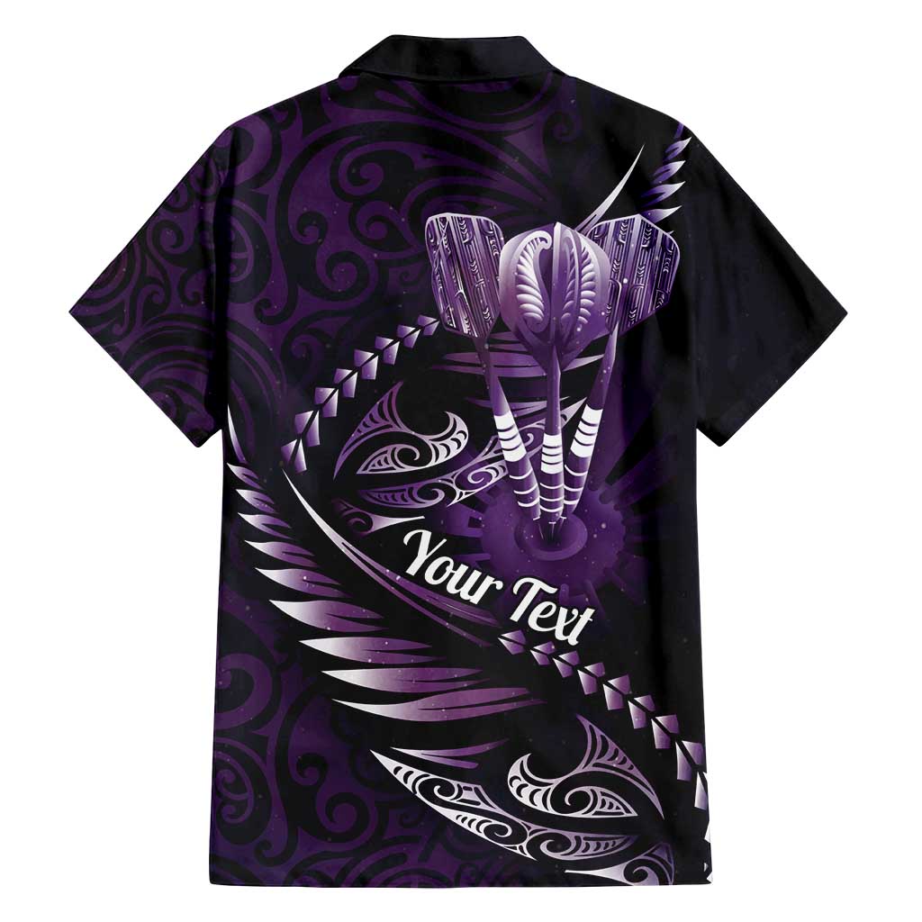 Personalised All Purple New Zealand Darts Family Matching Summer Maxi Dress and Hawaiian Shirt Aoteroa Fern Maori Galaxy Style